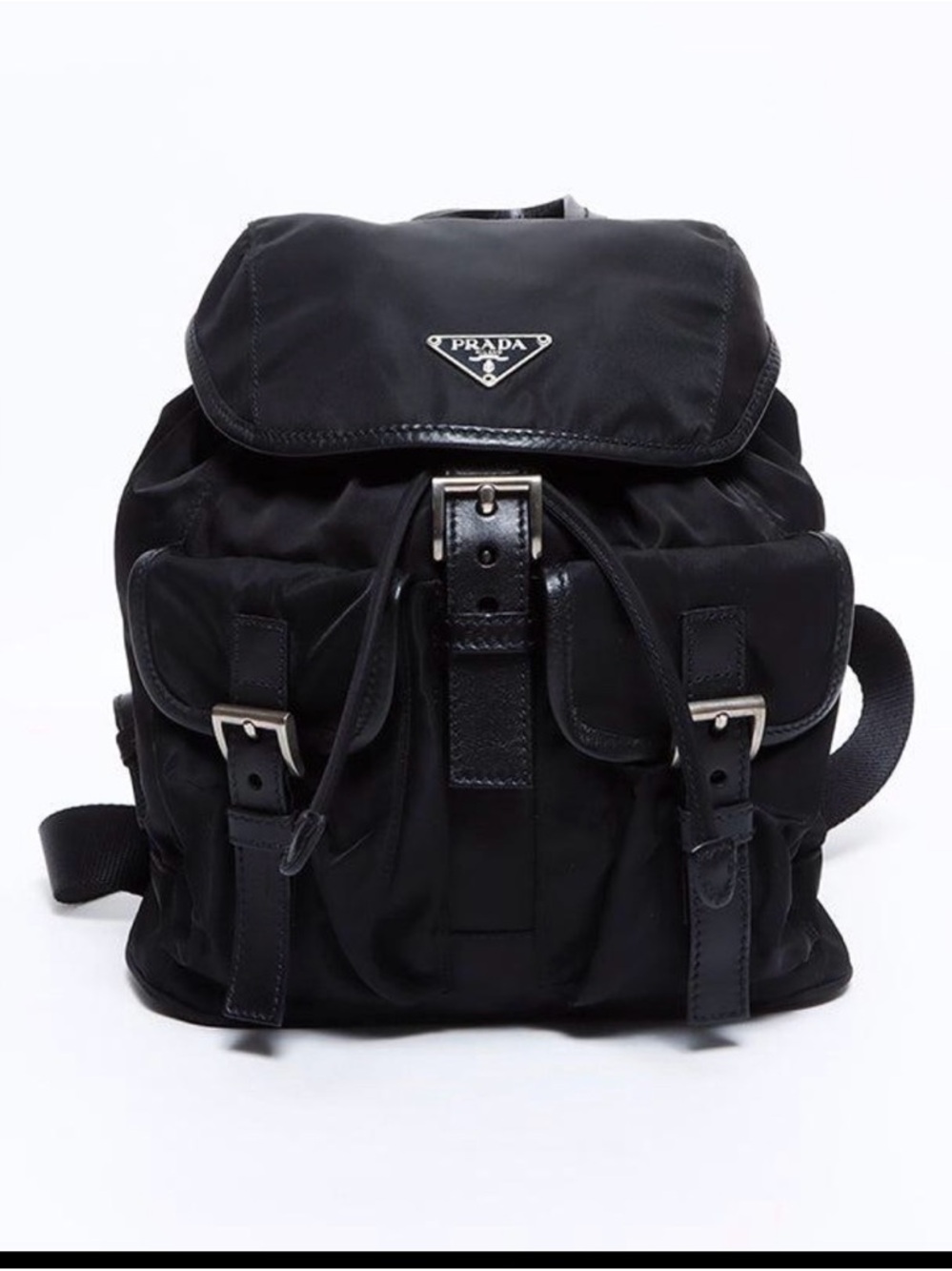 Prada Black Nylon Backpack Vela Small Tessuto Drawstring Bag Authentic